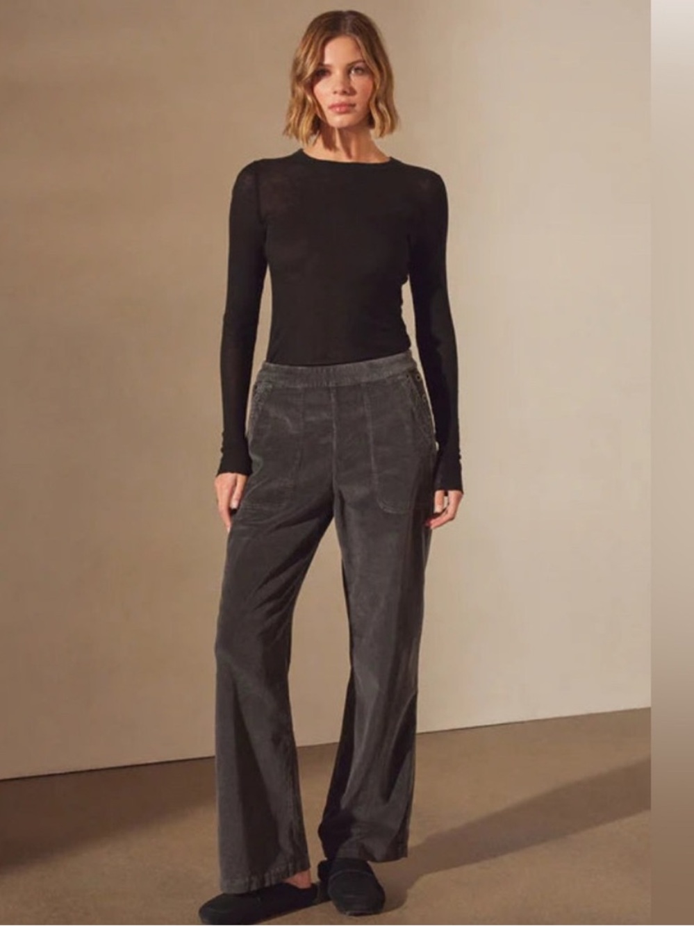 James Perse Charcoal Corduroy Relaxed Bootcut Pants 29 NWOT